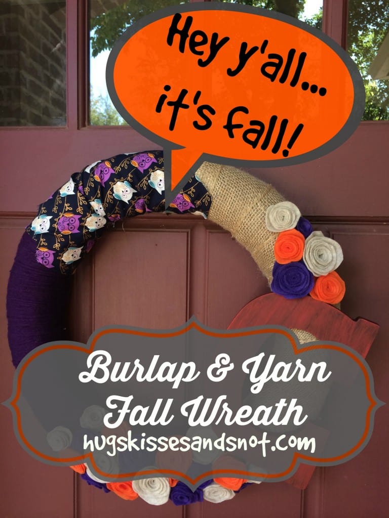 burlap and yarn fall wreath