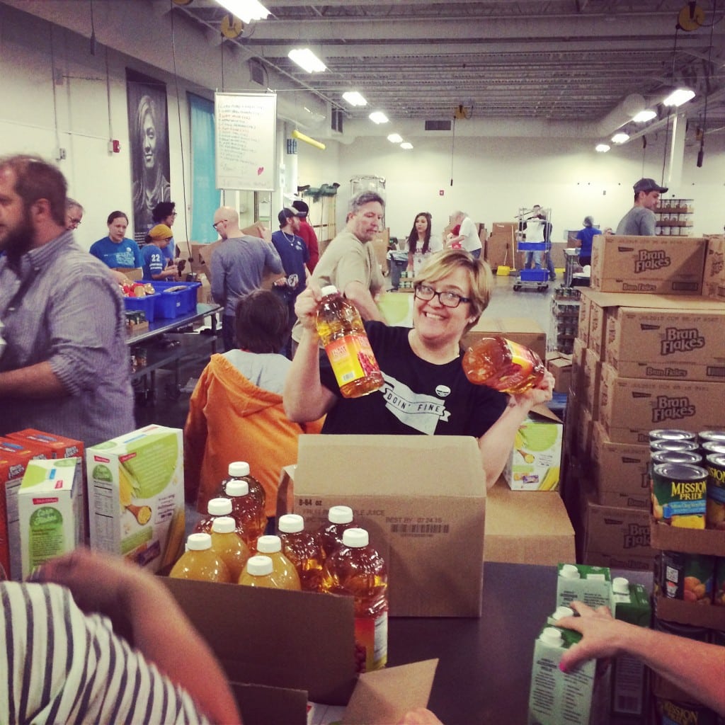 volunteering at the food bank