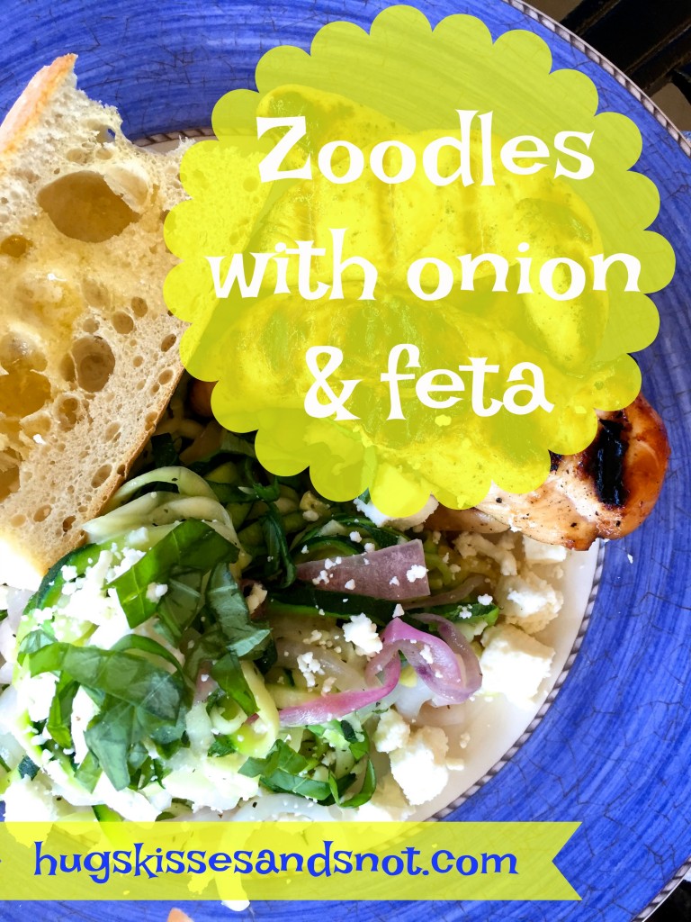zoodles with onion and feta