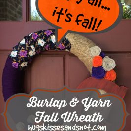burlap and yarn fall wreath
