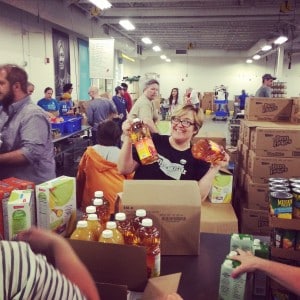 volunteering at the food bank